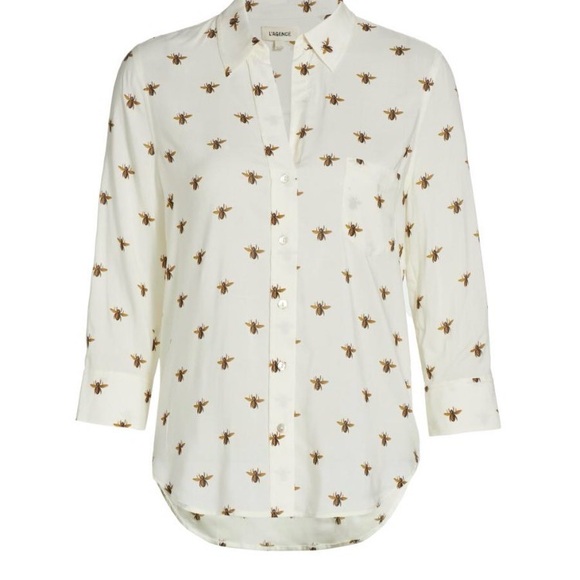 L’AGENCE Camille 3/4 sleeve Bee Button down Blouse - Picture 2 of 10